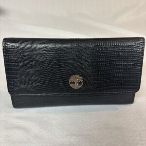 Timberland black genuine, leather textured women’s wallet RFID protection